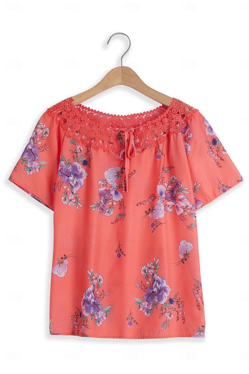 Blouses en dentelle blanche élégante pour femmes blouses ajourées basiques florales imprimées courtes tops réguliers col en V décontractés romantiques petits tops pour l'été vêtements de vacances de 2025 ? $16.99 –P7