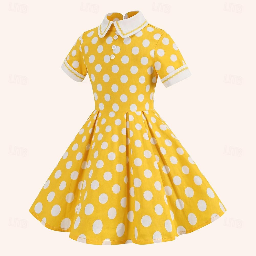 Retro Vintage 1950er Rockabilly Midlänge Kleid Swing-Kleid Ausgestelltes Kleid Tupfen Damen Maskerade Maskerade Date Junggesellinnenabschiedsparty Kinder Kleid Abschlussballkleider Frühling & Sommer 2025 - $34.99 –P3