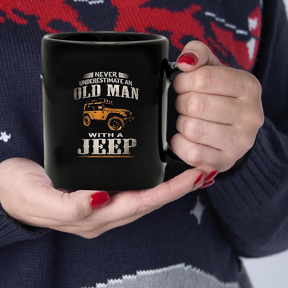 كوب بطباعة ثلاثية الأبعاد كاجوال للرجال بنمط الشارع من Car Old Man، كوب قهوة مضحك من السيراميك باللون الأسود، هدية عيد الأب 1.2 أونصة/330 مل 2025 - $15.49 –P1