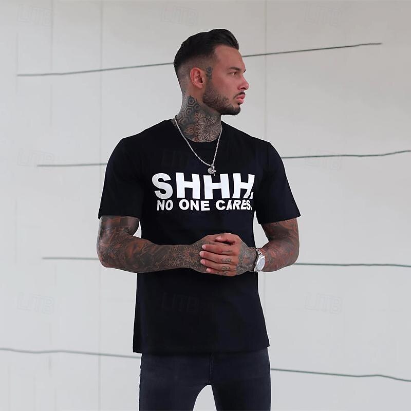 Hombre Letra Camiseta Camiseta superior Algodón Manga Corta Gráfico Camisa Negro Azul Oscuro Gris Camiseta cómoda Vacaciones Calle Ropa de diseñador de moda 2025 - $15.99 –P5
