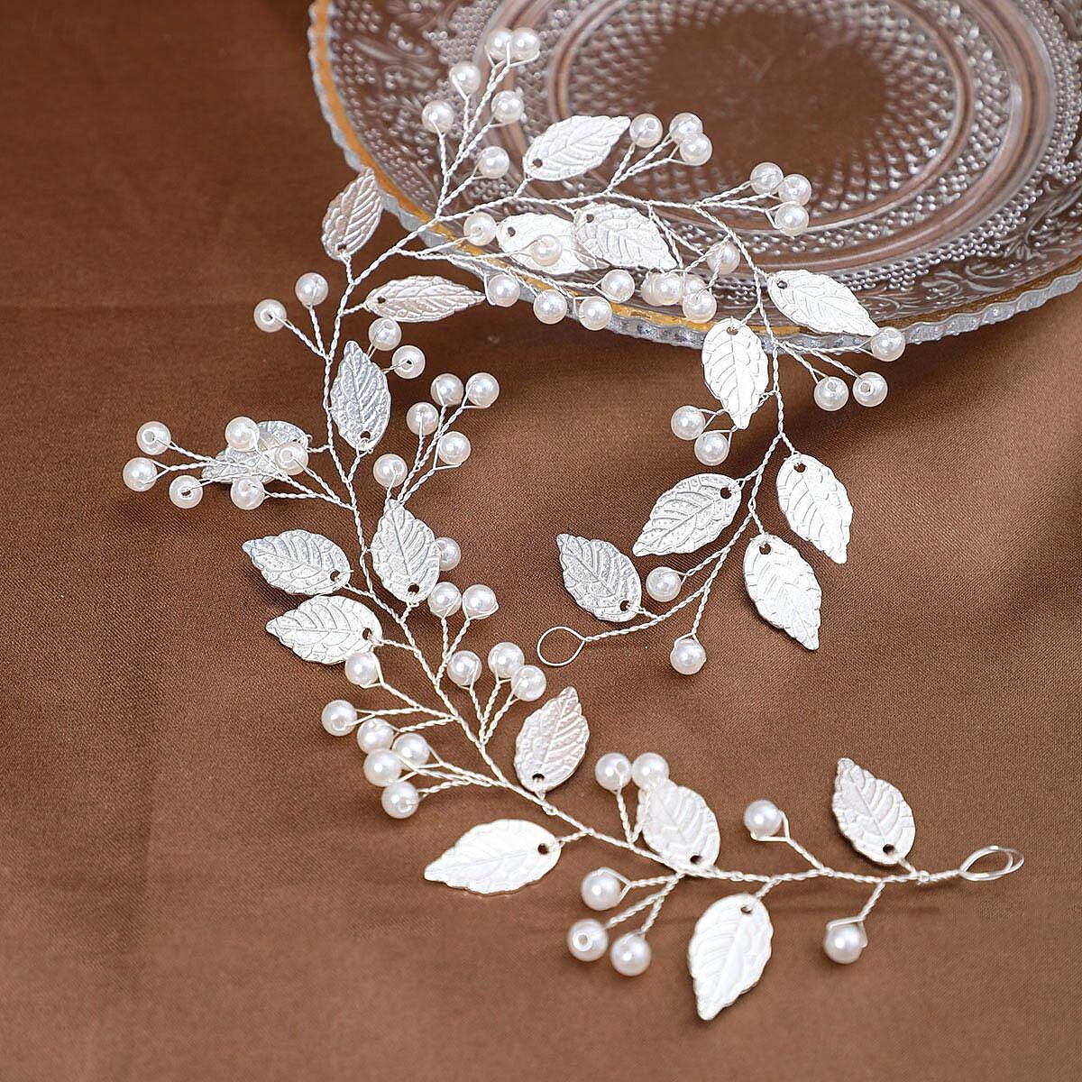 Crown Tiaras pannebånd Hodeplagg Imitert Perle Legering Bryllup cocktail Luksus Retro Rød Med Imiterte Perler Sløyfer Hodeplagg Hodeplagg 2025 - $15.99 –P1