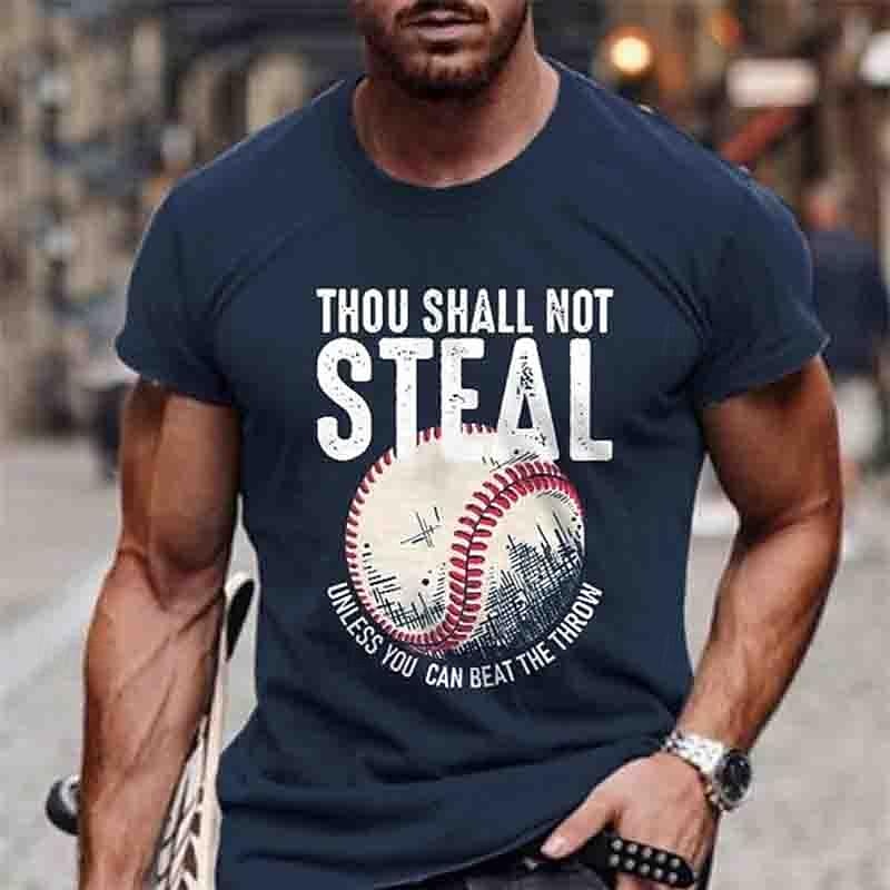 Herren Lustiges Baseball Wortspiel Grafik T-Shirt - 'Du sollst nicht stehlen es sei denn du kannst den Wurf schlagen' Kurzarm 2026 - $19.49 –P3