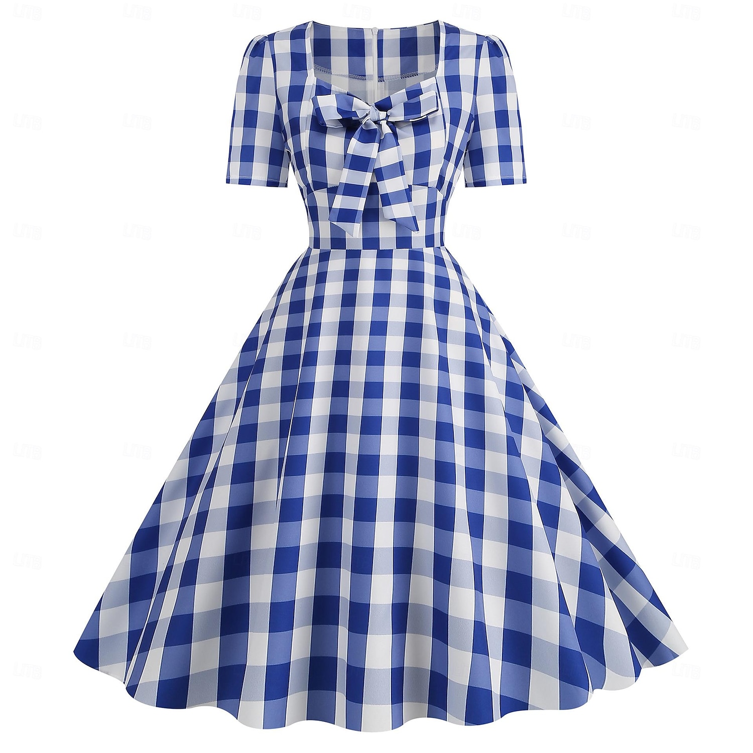 Retro 50. léta Rockabilly Ke kolenům Šaty Houpací šaty Flare šaty Kostkovaný Vzor gingham Puntíkované Dámské Karneval Plesová maškaráda Dovolená Na den Retro tematická párty Dospělí Šaty Jaro léto 2025 - $24.99 –P13