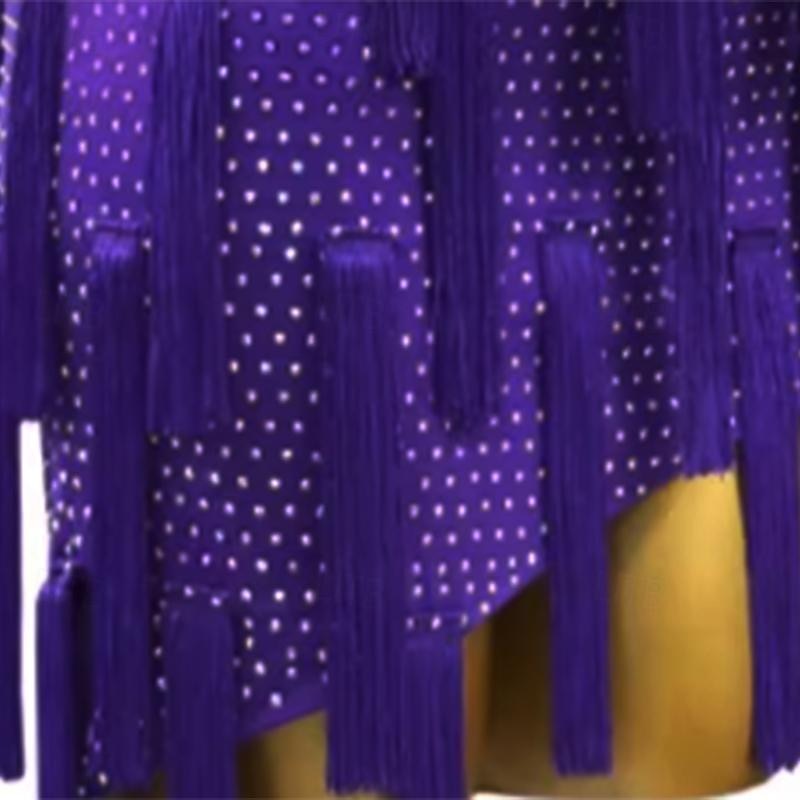 Latinamerikansk dans Klänning Strass Tofs Dam Prestanda Träning Ärmlös Hög Elastan Tyll 2026 - $161.99 –P12