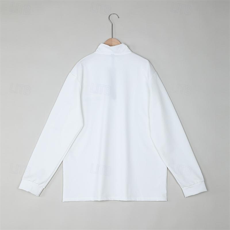 Homens Camiseta Polo Pullover Esportes Roupa Diária Quarter Zip Manga Longa Moda Confortável Tecido Bolsos Zip Up Primavera & Outono Normal Preto Branco Azul Marinha Laranja Camiseta Polo de 2026 por $23.99 –P6