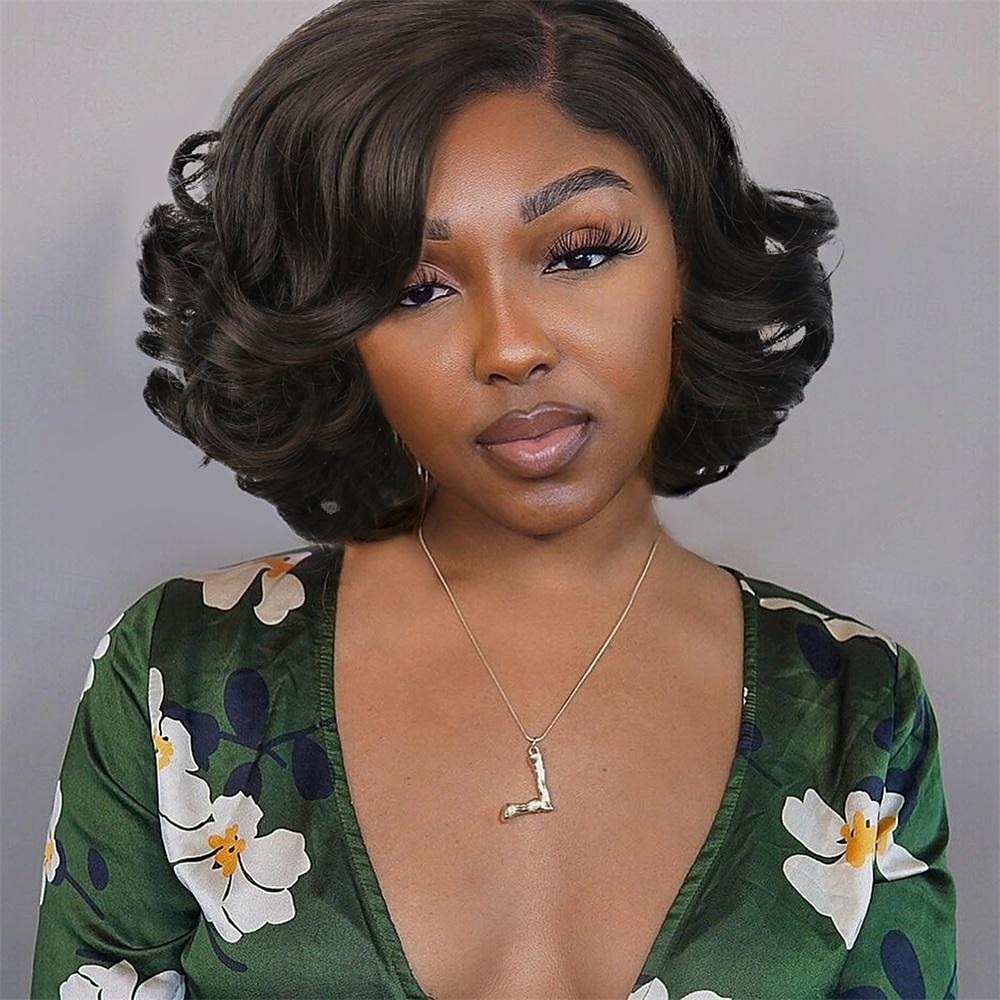 korte krullende bob pruiken losse golf zijdeel pruik voor zwarte vrouwen korte body wave bob synthetische pruik 2025 - $20.99 –P16