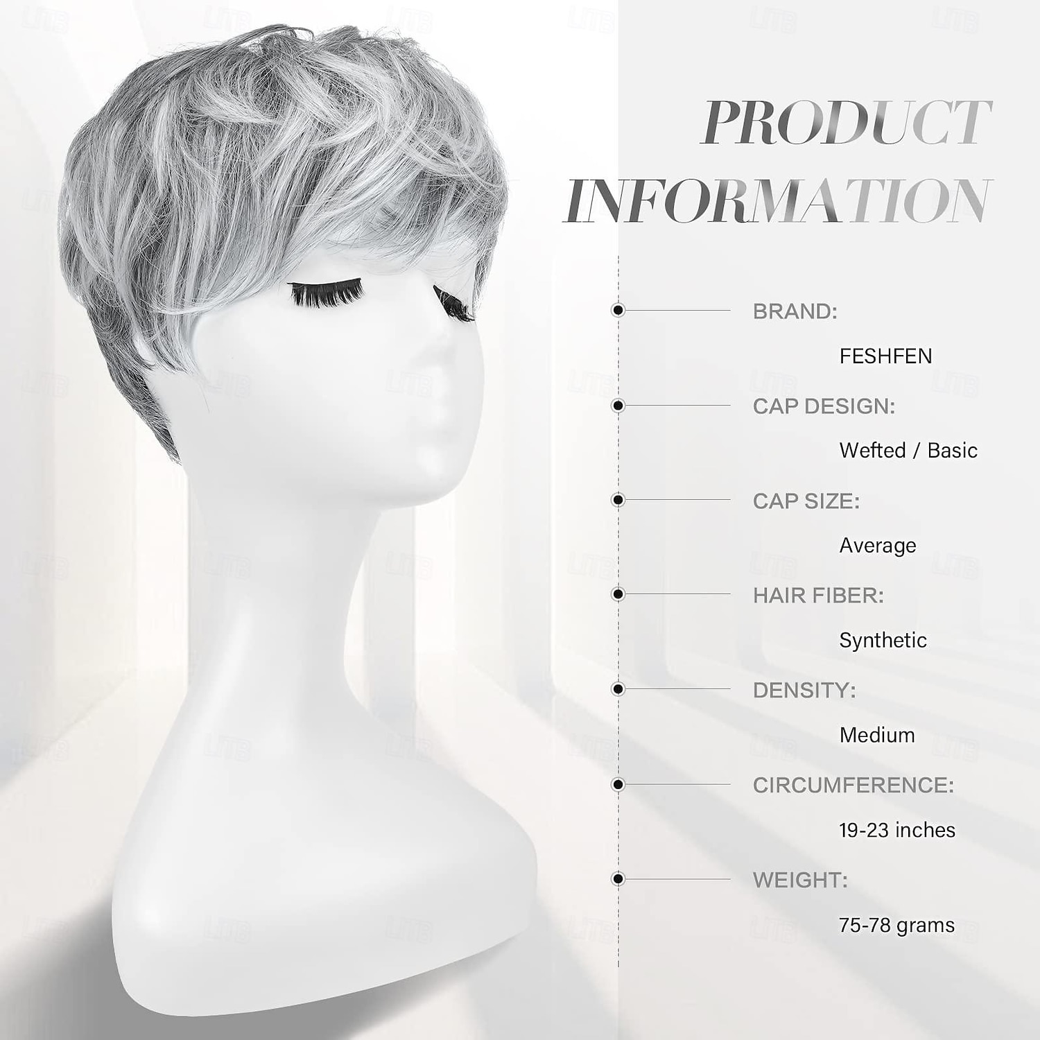 Pixie-Schnitt-Perücken, synthetische kurze graue Pixie-Haarschnitt-Perücke mit Pony, leimlose, geschichtete Perücke, gewellte graue bis schwarze Perücken für Frauen 2025 - $18.49 –P2