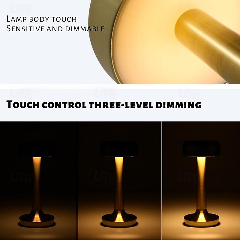 Rechargeable Metal Table Lamp Mushroom Shaped with 3-color Dimming Indoor Bedroom Living Room Atmosphere Desk Lamp USB Rechargeable 2025 - $37.99 –P6