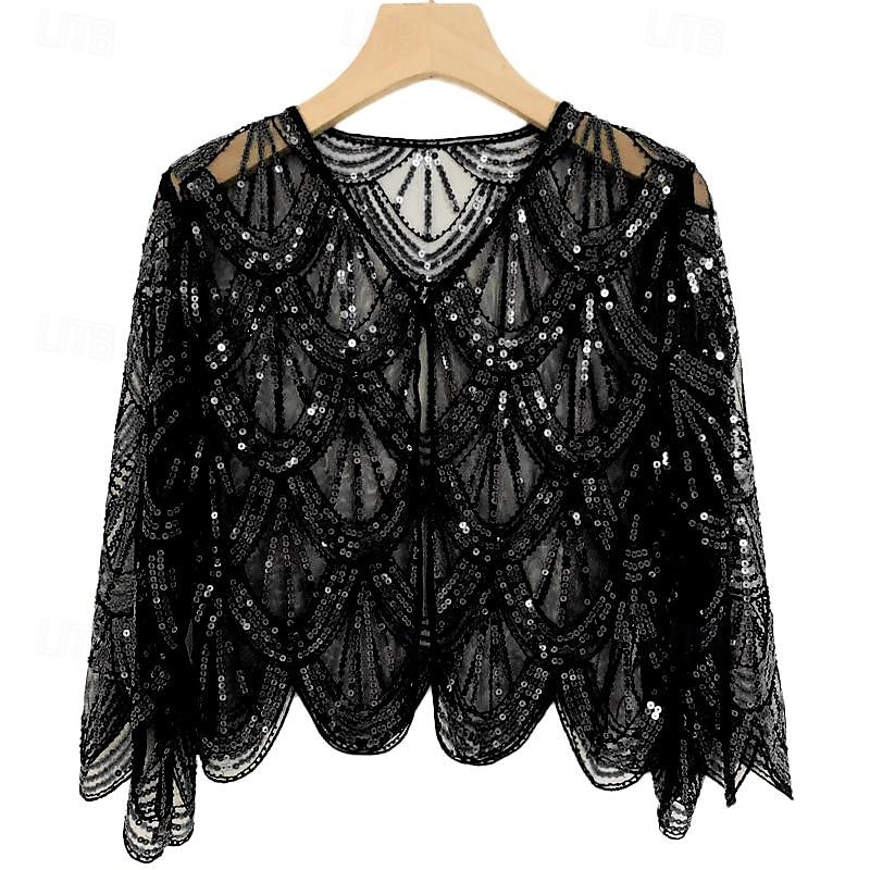 Rétro Vintage Années Folles Années 1920 Manteau Châles Gatsby le Magnifique Invité au mariage Paillettes Femmes Halloween Carnaval Mascarade Mariage robe demoiselle d honneur Événement / Fête Adulte de 2025 ? $26.99 –P3