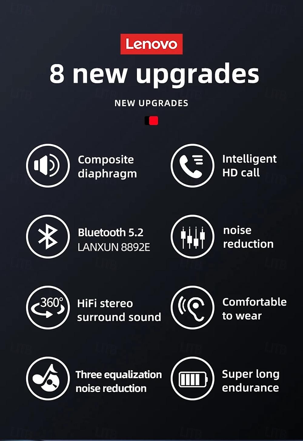 Lenovo LP70 True Wireless Headphones TWS Earbuds In Ear Bluetooth 5.2 Stereo ENC Environmental Noise Cancellation Long Battery Life for Apple Samsung Huawei Xiaomi MI  Yoga Everyday Use Traveling 2025 - $61.99 –P4