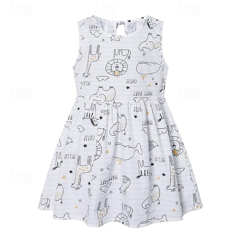 Copii Fete Rochie Grafic Fără manșon Oficial În aer liber Petrecere Modă Drăguţ Nailon Vară Primăvară 4 ani + 8011A-75 floare bogată roz 8011A-73 decal roșu 8011A-74 autocolant albastru 2025 - $8.49 –P8