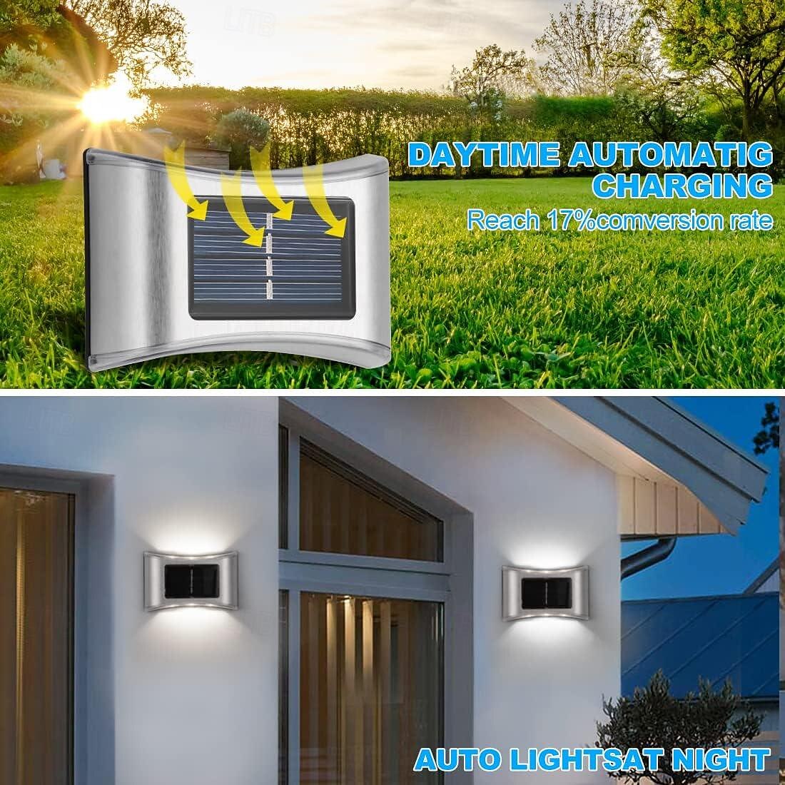 2/4pcs Solar Wall Light Up and Down Outdoor IP65 Waterproof LED Step Light Solar Fence Lights For Outdoor Yard Garden Lawn Patio Courtyard Fences Driveway Pathway Decoration 2025 - $30.99 –P4