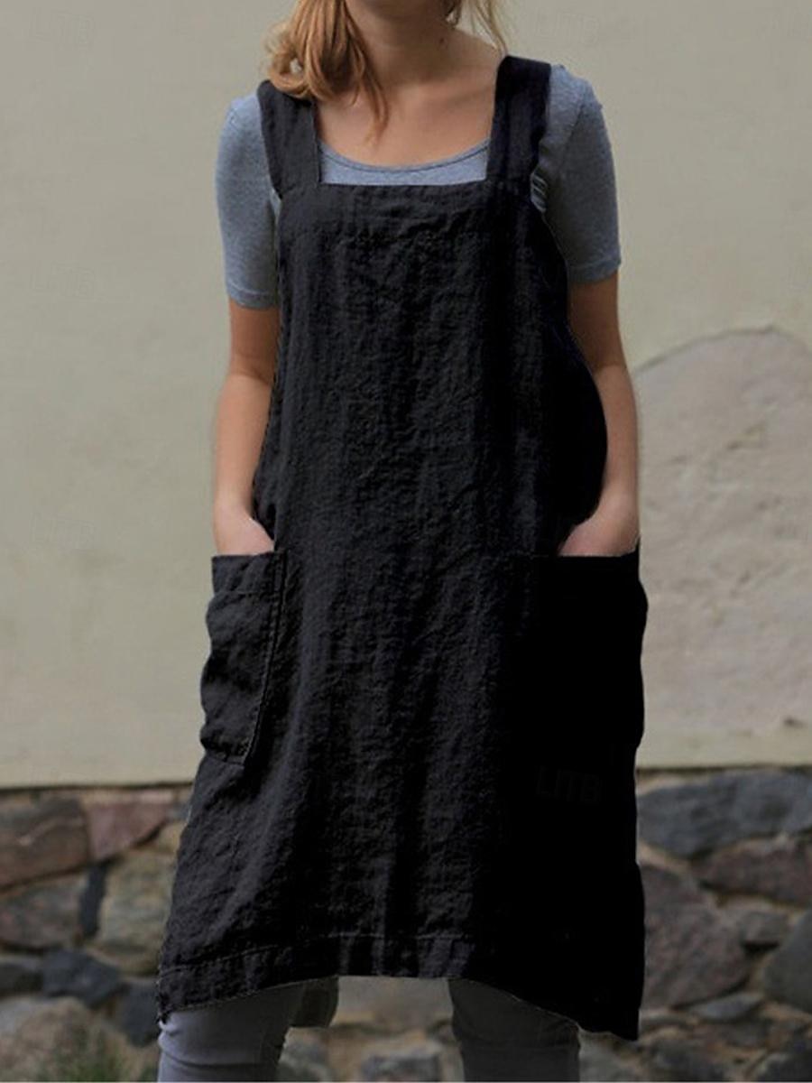 Damen Normal Jumpsuit Strassenmode Feste Farbe Ärmellos Quadratischer Ausschnitt Tasche Strasse Täglich Regular Fit Schwarz Wein Armeegrün Sommer 2025 - $18.99 –P4