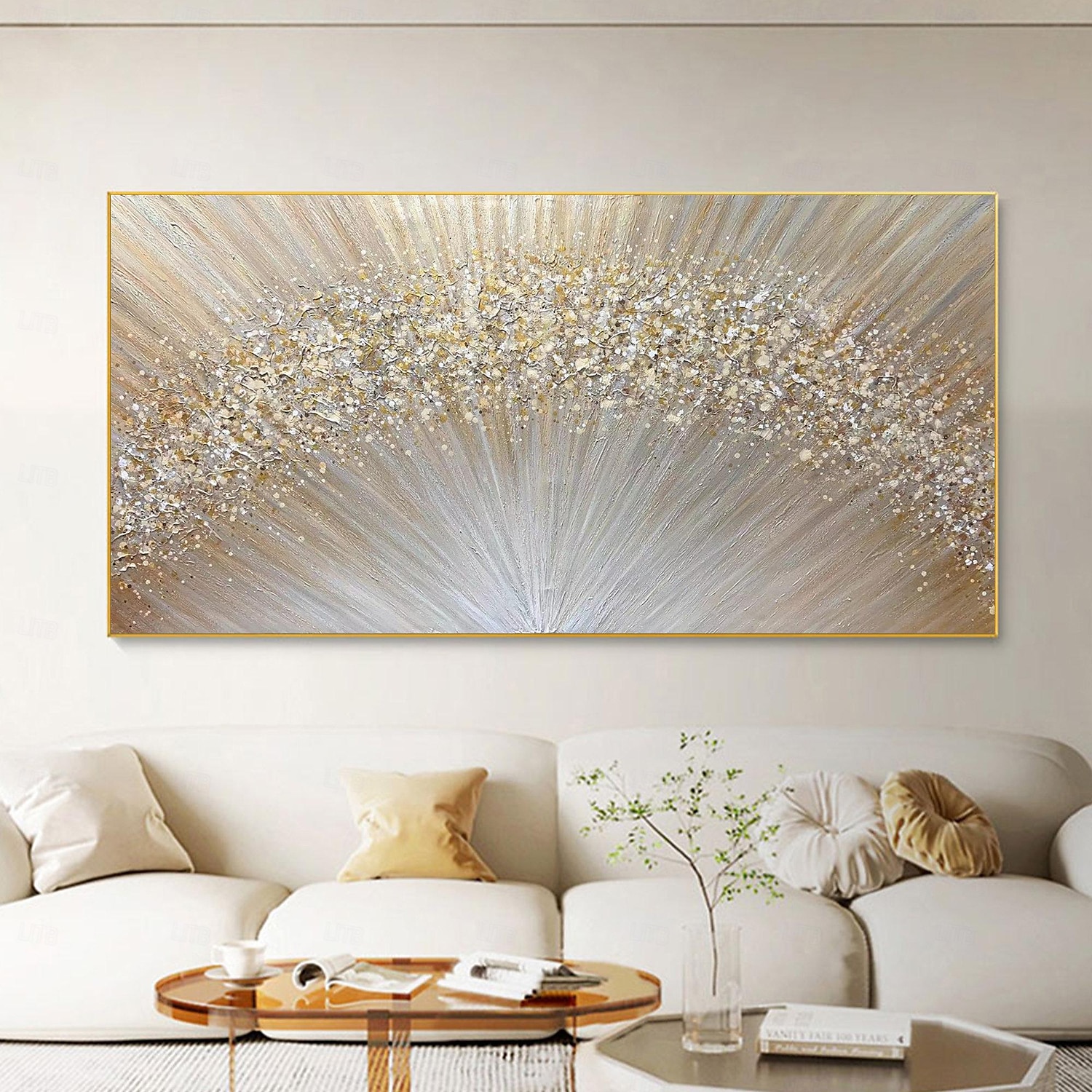 Large hand painted Abstract Gold Texture Oil Painting on Canvas hand painted Minimalist Yellow Ripple Acrylic Painting Modern artwork painting for Living Room Wall Art Decor 2025 - $77.99 –P5