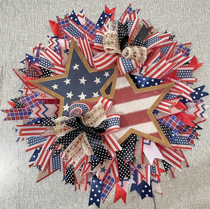 патриотический венок ко Дню независимости, праздничный венок с принтом флага США, красные, белые, синие гирлянды, венки, 4 июля, настенный декор, венки для входной двери, уличный приветственный знак, дверные вешалки 2025 - $27.99 –P3