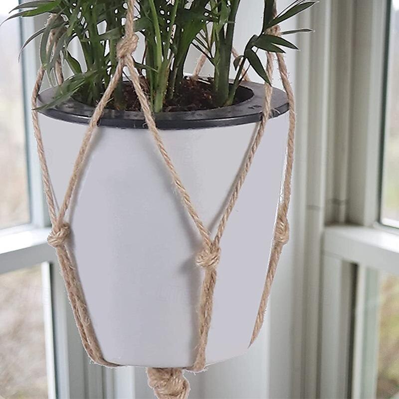 1pc cesto appeso per piante da giardinaggio con borsa a rete per vaso di fiori corda di iuta sospensione fioriera vaso di fiori fatto a mano borsa a rete cestini per piante fatti a mano del 2025 a $21.99 –P2