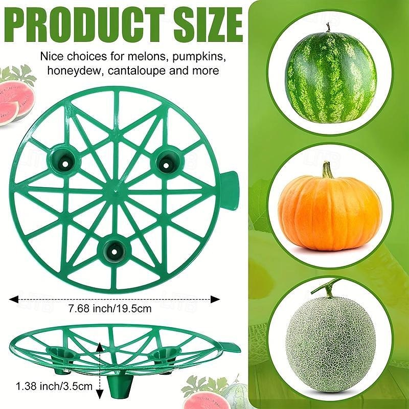 Paquete de 10 soportes para plantas de melón, jaulas, cunas, enrejados para sandía, melón, calabazas, fresas, evita la pudrición del suelo, reutilizable (soporte redondo para sandía) 2025 - $9.99 –P3