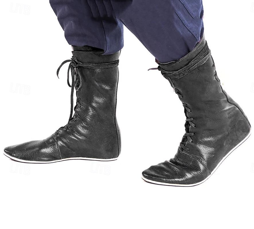 sapatos retrô vintage medievais renascentistas botas planas de jazz pirata cavaleiro ritter masculino unissex evento de halloween/festa sapatos de máscaras botas medievais extravagantes de 2025 por $51.99 –P4