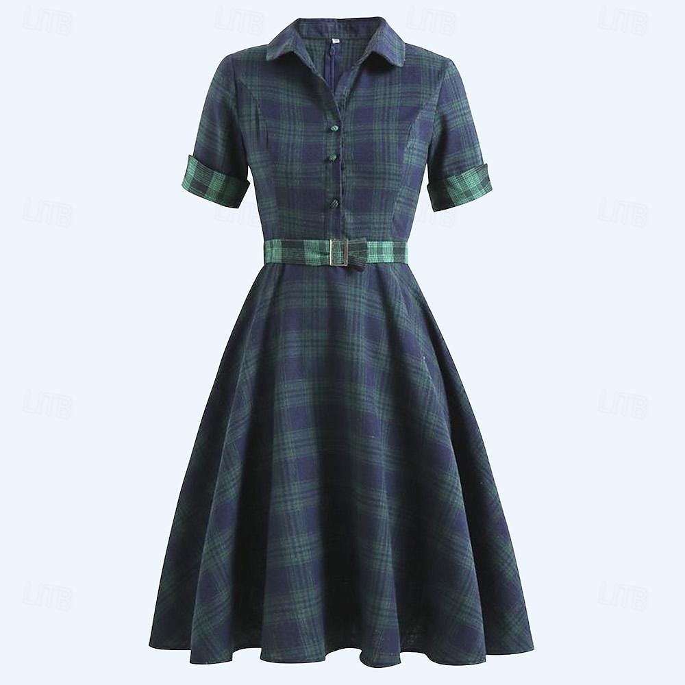 Rétro Vintage Années 1950 Rockabilly Midi Robe Robe trapèze Robe Évasée À carreaux Femmes Mascarade Mascarade Date Enterrement de Vie de Jeune Fille Adulte Robe Robes de soirée Printemps & Été de 2025 ? $38.99 –P4