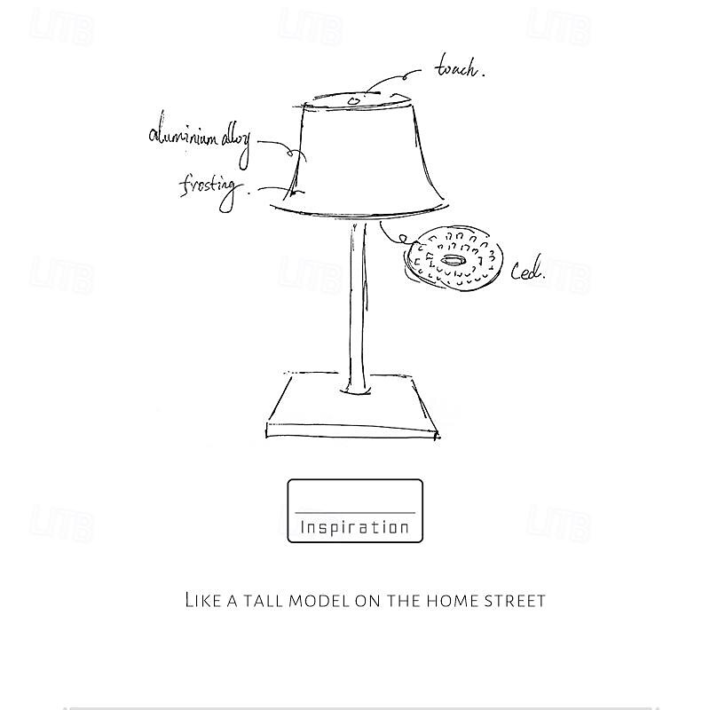 Portable Dimmable Table Lamp Cordless LED Lamp Aluminum Infinite Dimming Table Lamp Dining Room Bedroom Minimalist Type-C Rechargeable Battery Atmosphere Long Lasting 2025 - $52.99 –P11