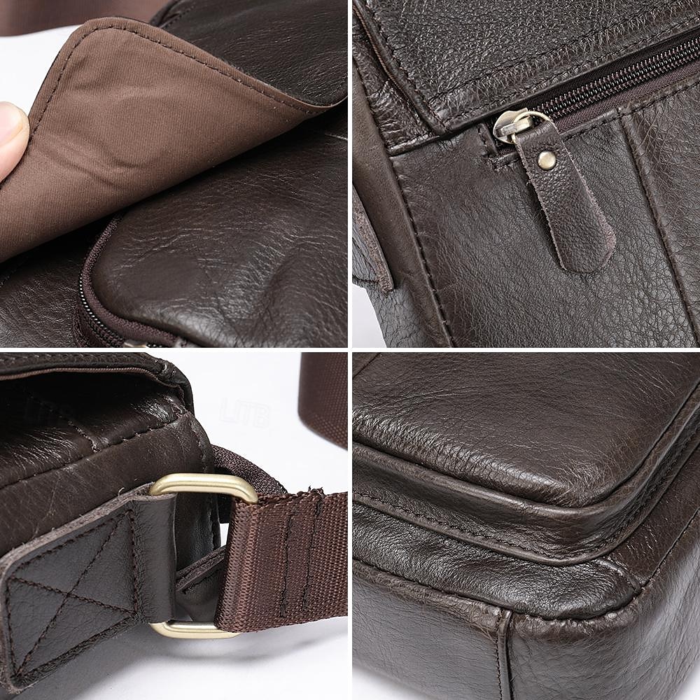 Per uomo Borsa a tracolla Borsa a tracolla Cuoio Esterno Viaggi Cerniera Regolabile Massima capacità Duraturo Tinta unica Marrone scuro Nero del 2025 a $69.99 –P8