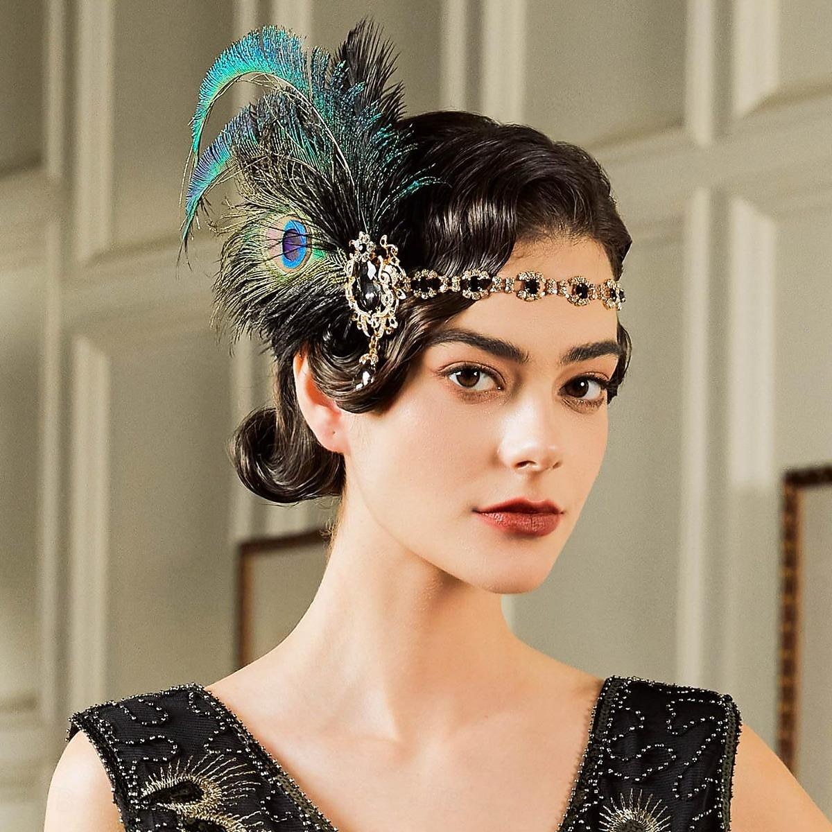 Para la Cabeza Bandas de cabeza Diadema de estilo flapper Para la Cabeza Retro Antiguo Rugido 20s 1920s Pluma Para El gran Gatsby Chica de la aleta Cosplay Víspera de Todos los Santos Carnaval Mujer 2026 - $31.99 –P1