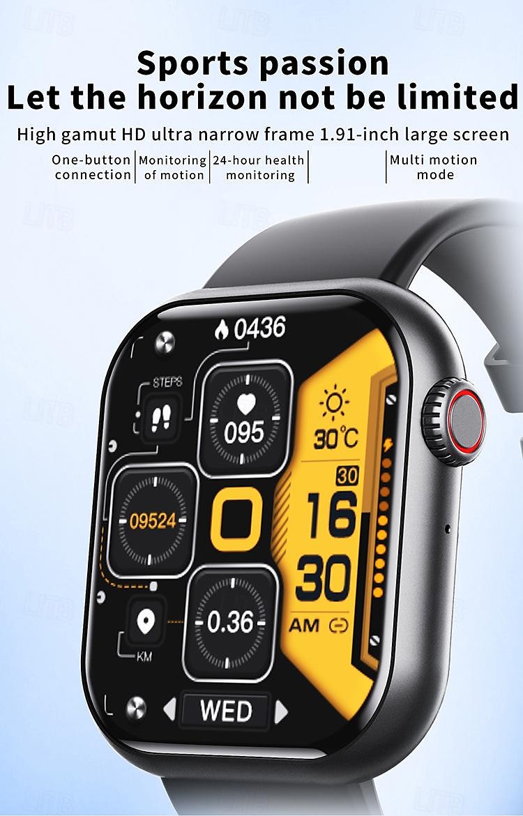 2025年 F57 スマートウォッチ ブルートゥース通話 1.91インチスクリーン 24時間 血糖値 心拍数モニタリング 温度 血圧 酸素 コレクション – $52.99 –P1