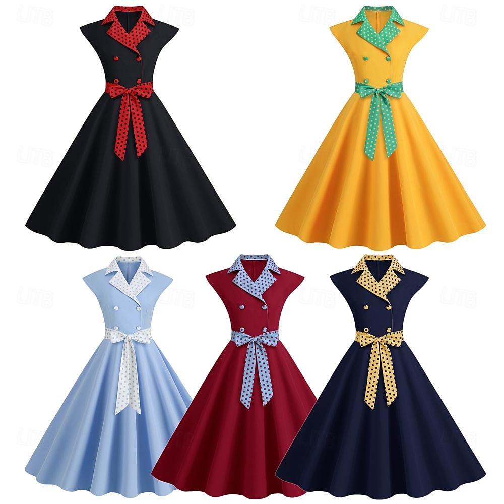 Retro / vintage 1950 rockabilly Rochii Rochie leagăn Buline Pentru femei Carnaval Mascaradă Purtare Zilnică Petrecerea Burlăcițelor Adulți Rochie Rochii de acasă 2025 - $24.99 –P1