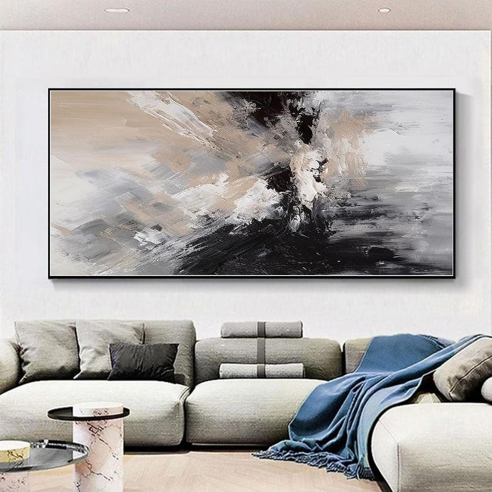 Handgefertigtes Ölgemälde auf Leinwand, Wandkunst, Dekoration, schwarz-weiß, modernes, einfaches, handgemaltes, abstraktes, dekoratives Bild für Zuhause, Wohnzimmer, gerolltes, rahmenloses, 2026 - $89.99 –P7
