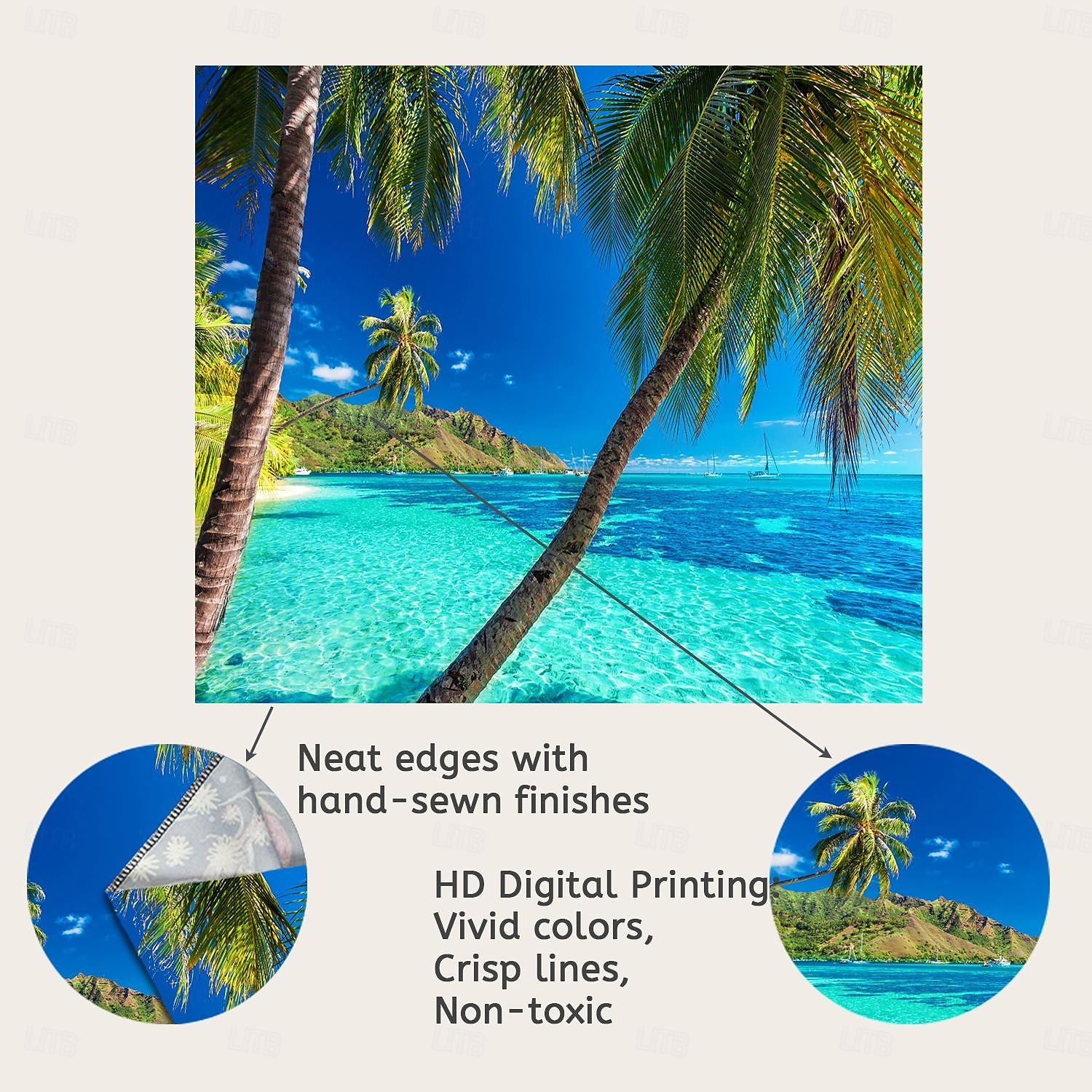 2026年 壁タペストリーアート装飾毛布カーテンピクニックテーブルクロスぶら下げホーム寝室リビングルーム寮の装飾休日休暇風景海海ビーチココナッツの木  コレクション – $21.99 –P3