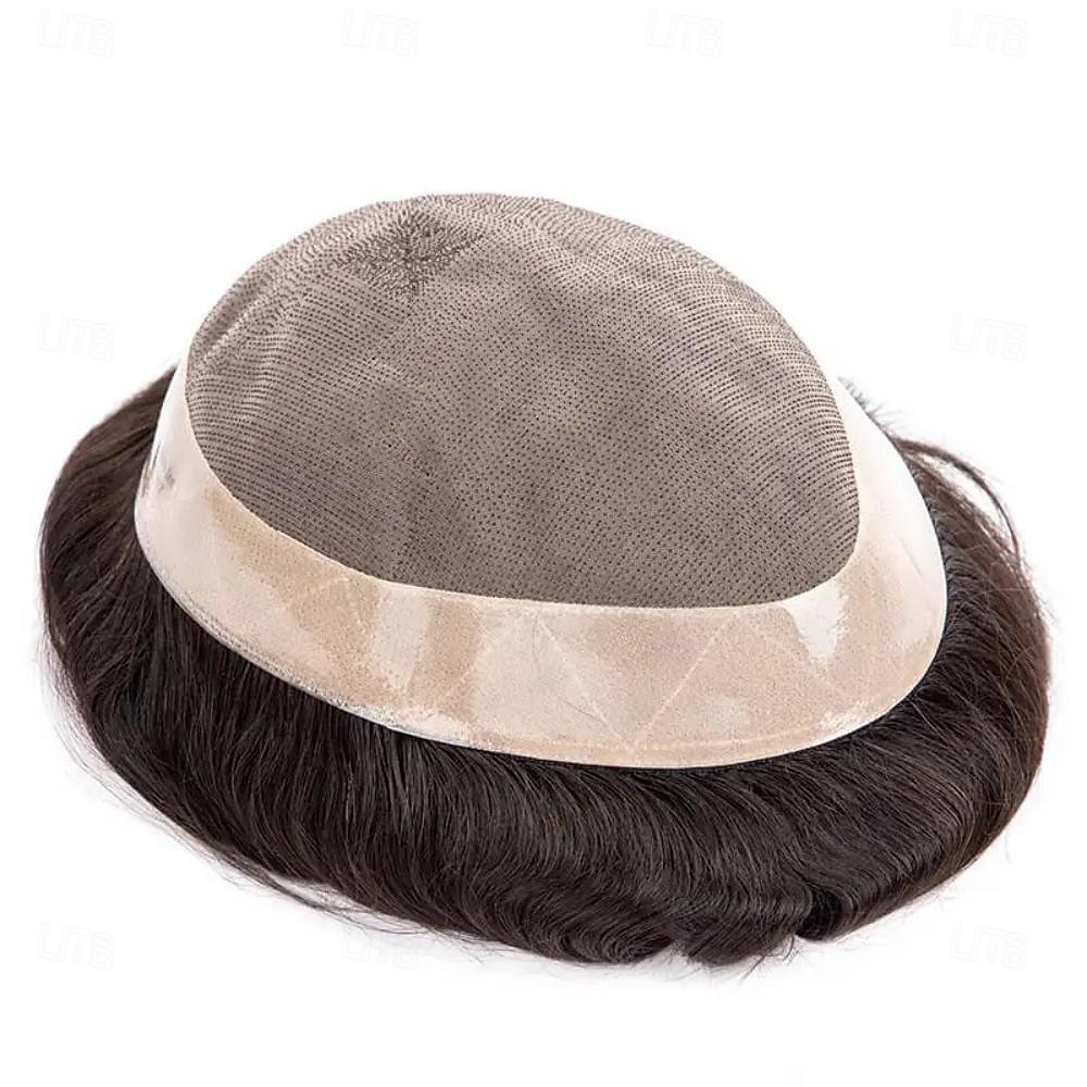 monohiukset miesten toupee hiuslisäke poly iho hiusten ympärillä kestävä npu monofilamentti peruukki hiusten korvike miehille 2025 - $164.99 –P7