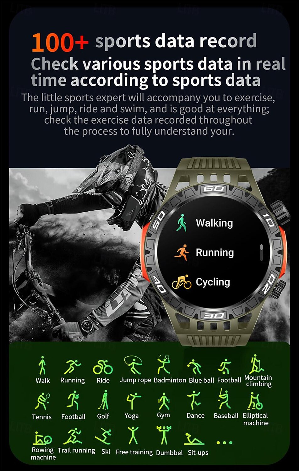 ceas inteligent ht22 ecran de 1,46 inchi apel bluetooth ip68 lanternă cu led rezistentă la apă baterie mare 100 sport gps pistă de fitness ceas inteligent 2025 - $46.99 -P10
