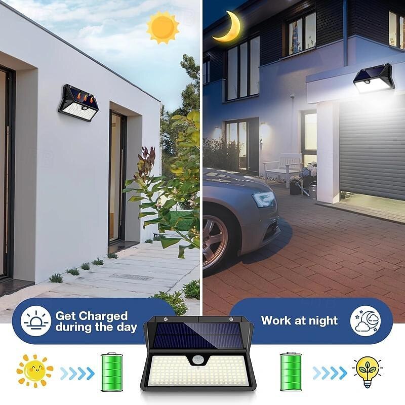 1PC Outdoor Solar Light with Motion Sensor, 185 LED 3 Modes Outdoor Solar Light 1800mAh IP65 Waterproof LED Outdoor Wall Light For, Garden, Patio, Garage, Front Door, Pool, Steps, Fence 2026 - $26.99 –P5