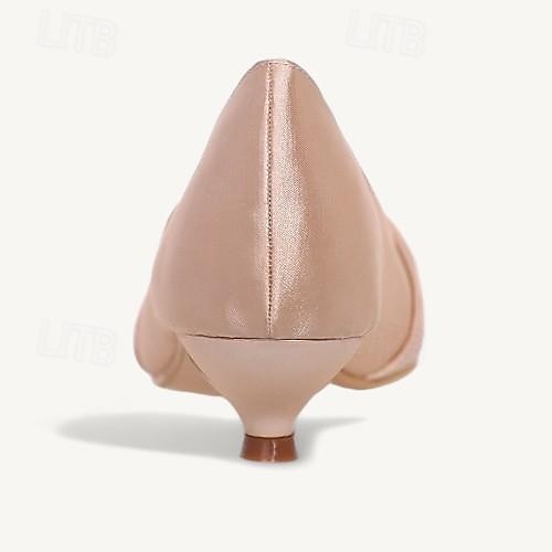 γυναικεία ρουζ ροζ σατέν peep-toe kitten heels - κομψά παπούτσια με χαμηλό τακούνι για γάμους και ειδικές περιστάσεις 2025 - $79.99 –P7