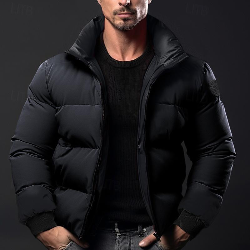 Per uomo Cappotto invernale Giacca invernale Piumino Cerniera Tasche Poliestere Tasche Esterno Appuntamento Casual / quotidiano Standard Di tendenza Informale Tenere al caldo Antivento Inverno Liscio del 2026 a $34.99 –P4