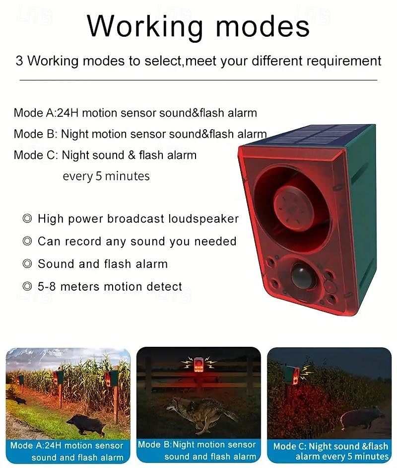 Solar Motion Sensor Alarm with Dog Barking & Gunshot Sound - 130dB Siren Security System with Remote Controller for Home, Farm, Yard, Chicken Coop, Villa 2025 - $39.99 –P4
