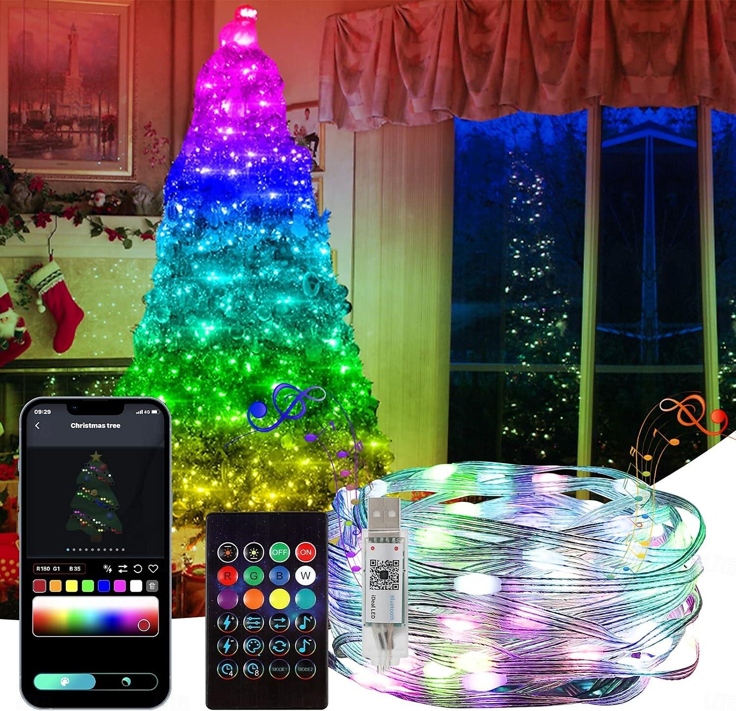 luci di stringa di fata intelligenti app luci di stringa di fata a led controllate con telecomando, luci scintillanti a led rgb sincronizzate con musica luci per feste di natale per natale matrimonio del 2025 a $18.49 –P2