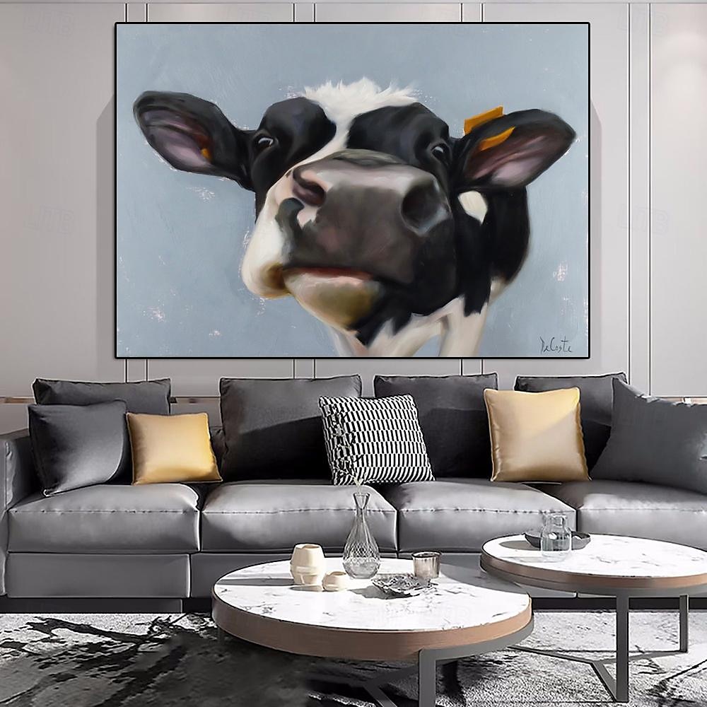 peinture à l'huile peinte à la main peinture de texture de vache colorée art mural peinture originale sur toile extra large art mural carré ferme bovins vache peinture mur art photo pour salon de 2025 ? $108.99 –P1