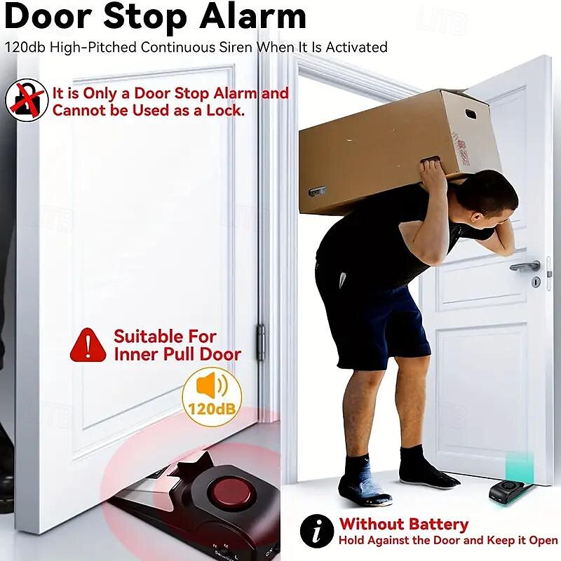 120dB Security Door Stop Alarm - Portable Safety Device forHome Hotel & Travel 2025 - $12.99 –P7