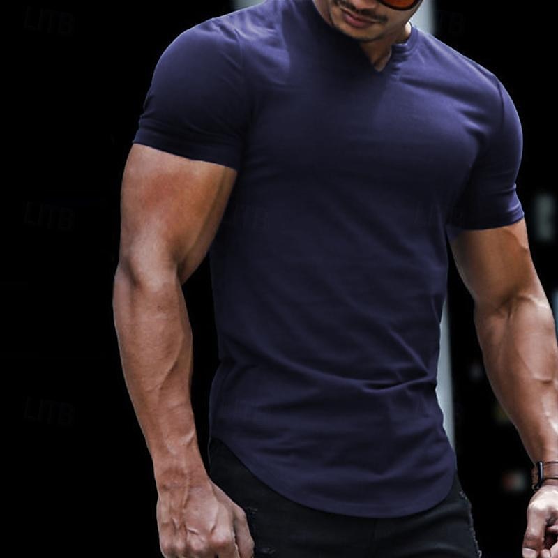 Per uomo Maglietta Manica Corta Scollo a V Estate Semplice Moda Classico Confortevole Streetwear Casuale Sportivo Nero Bianco Rosa Maglietta Top per Uomo del 2025 a $17.99 -P15