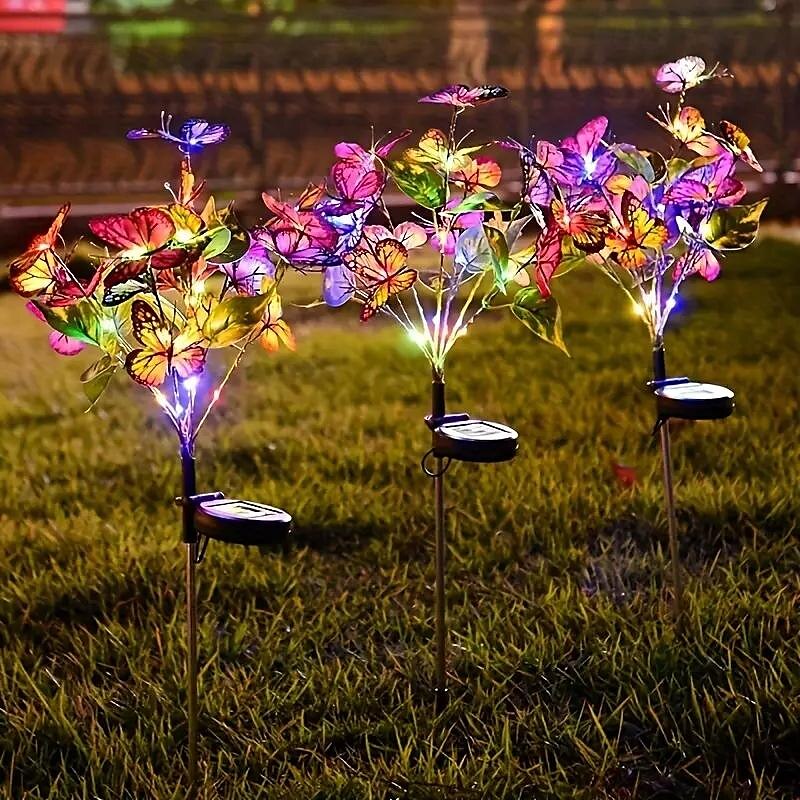 2 stk solenergi sommerfugl formet plen lys fargerike led utendørs vanntette hage lys for hage park gangvei plen dekorasjon 2025 - $30.99 –P1