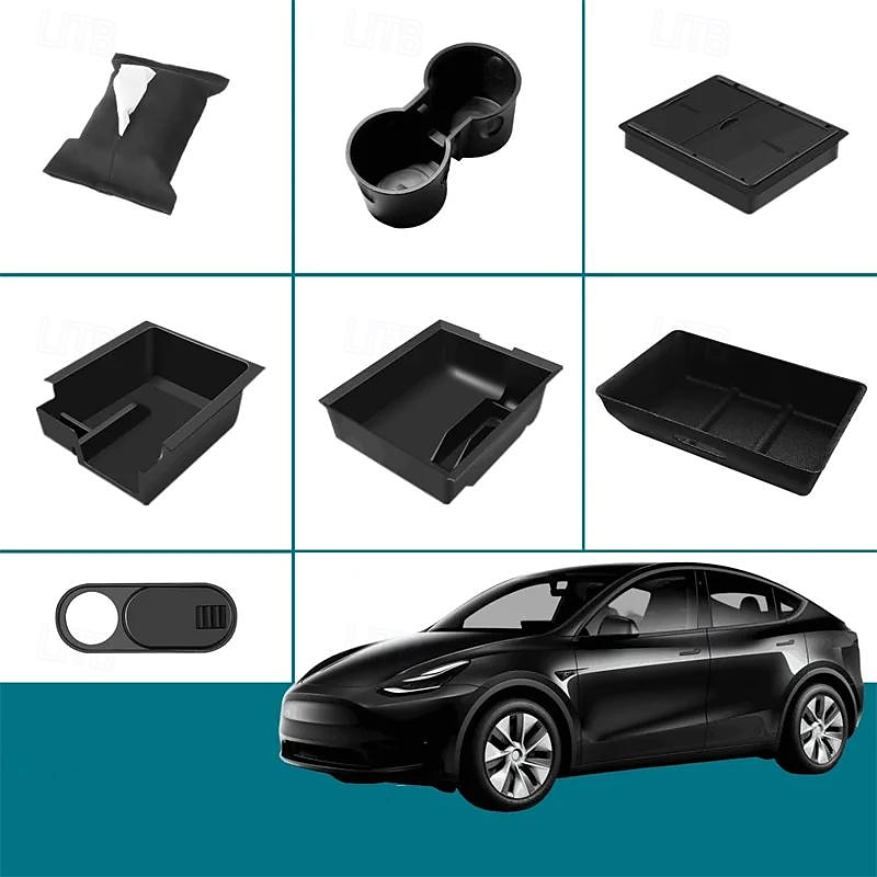 6 sztuk dla tesli model 3 model y schowek środkowy podłokietnik ukryte pudełko uchwyt na kubek wewnętrzny organizer akcesoria samochodowe 2025 - $44.99 –P5