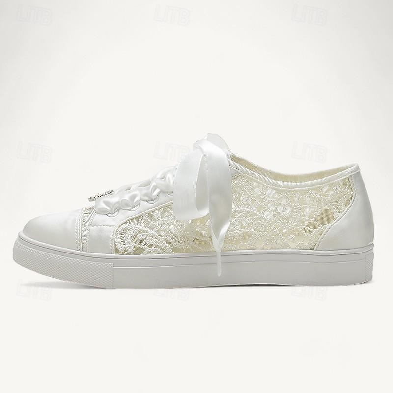 scarpe da sposa in pizzo da donna per matrimoni all'aperto e in giardino – comode scarpe da sposa con lacci a nastro del 2026 a $79.99 –P5