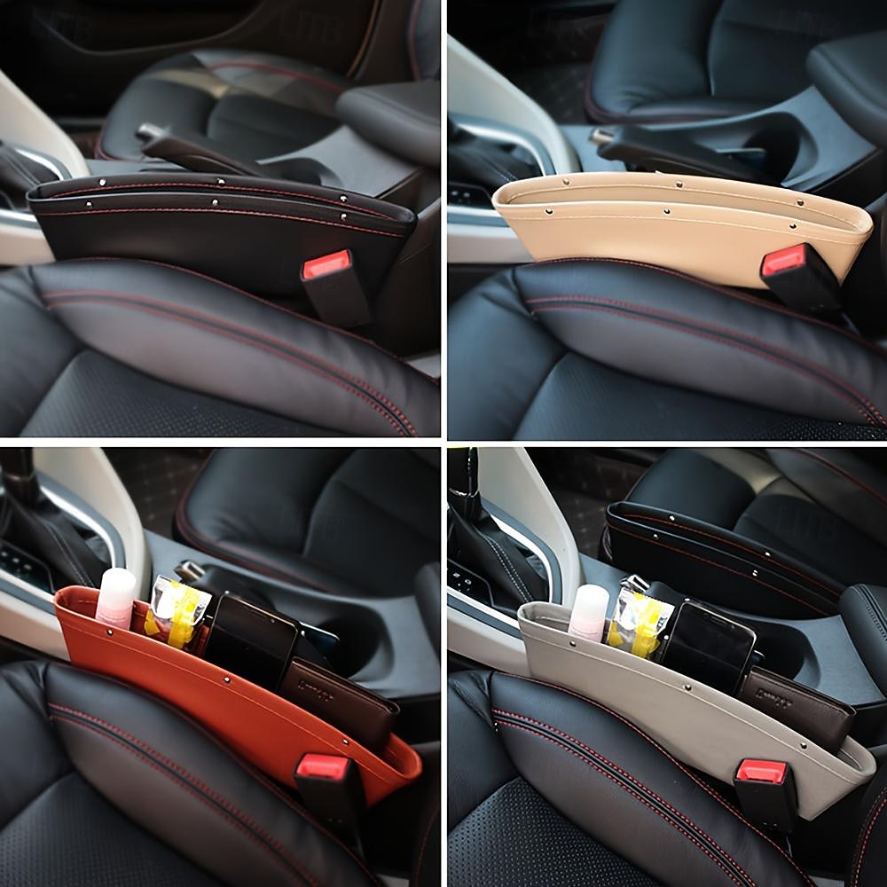Organizador de espaço para assento de carro, caixa de armazenamento de couro pu à prova d'água para carro, bolso lateral de couro de ajuste universal para carteira móvel, moedas e acessórios de de 2026 por $8.99 –P4