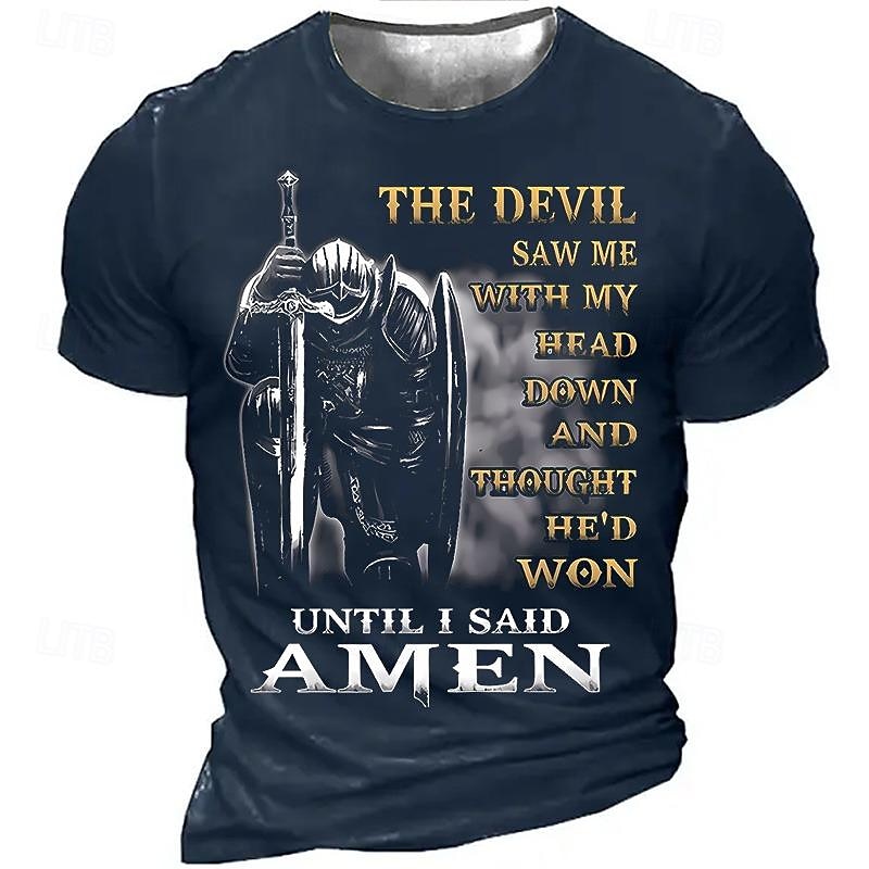 Miesten Temppeliristi Graafiset tulosteet Soldier T-paita Christian T-paidat Lyhythihainen T-paita 3D-tulostus Tiukka pyöreä kaula-aukko Paita Vintage Urheilu Suunnittelija ulko- Katu Päivittäin 2025 - $17.99 –P5