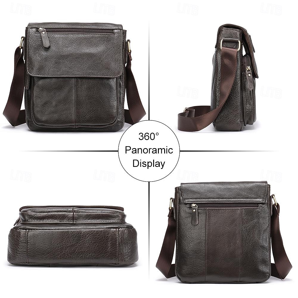 Per uomo Borsa a tracolla Borsa a tracolla Cuoio Esterno Viaggi Cerniera Regolabile Massima capacità Duraturo Tinta unica Marrone scuro Nero del 2025 a $69.99 –P2