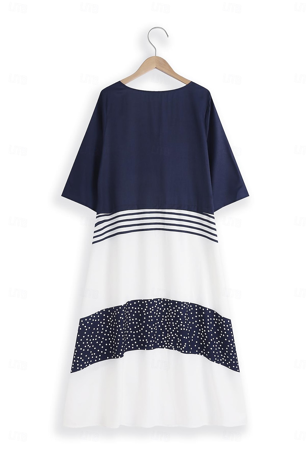 abito casual da donna abito svasato abito lungo maxi abito marrone mezza manica bottoni color block primavera estate scollo a V basic 2023 5xl del 2025 a $4.99 –P4