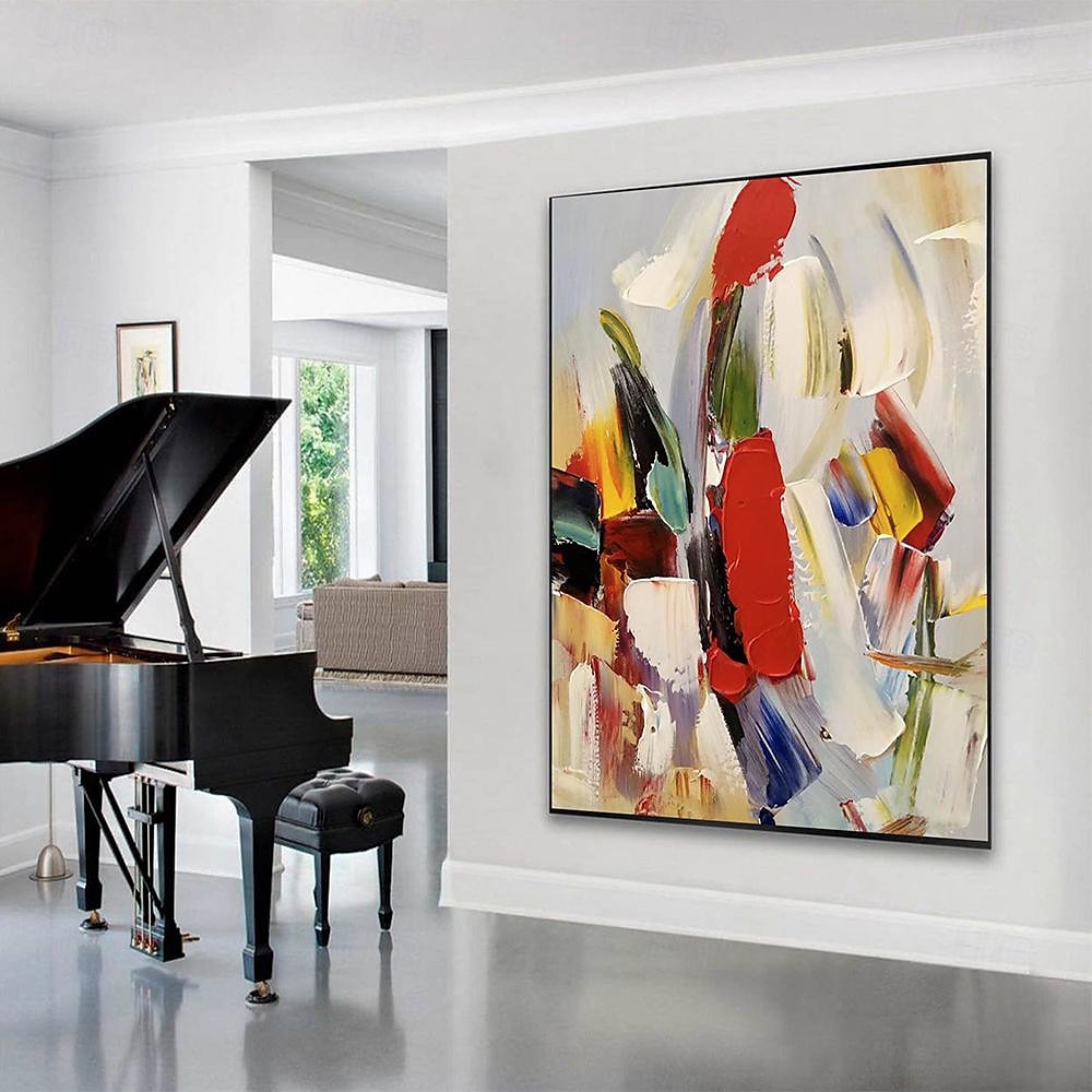 Buntes Gemälde auf Leinwand, handgemalt, moderne abstrakte Kunst, Acrylgemälde, handgemalte Wandkunst, abstraktes Messergemälde, übergroße Wandkunst auf Leinwand, große Wandkunstgemälde 2025 - $116.99 –P5