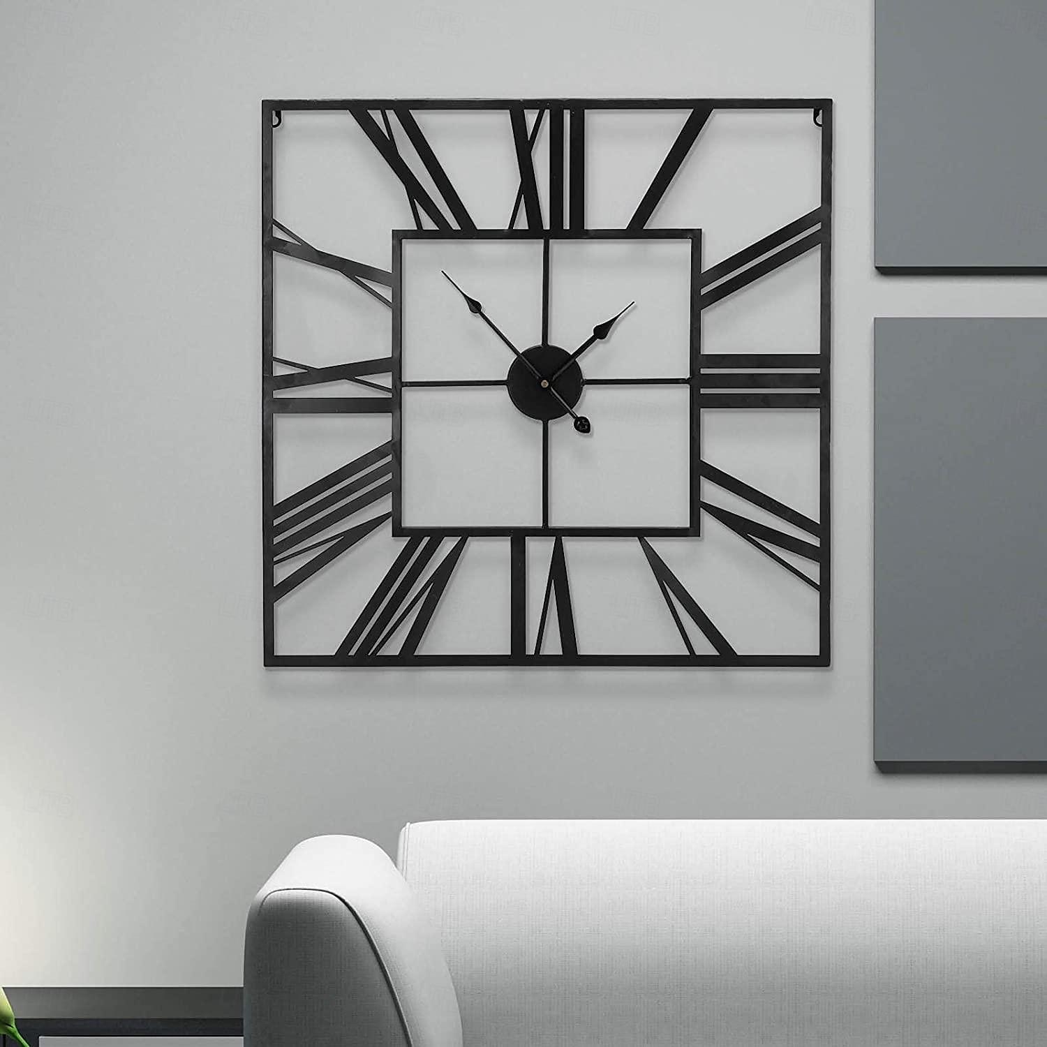 nagy falióra római számos falióra kültéri kerti falióra fém négyzet alakú csontváz óra nappaliba kávézó hotel iroda lakberendezés 58 cm 2025 - $108.99 –P1