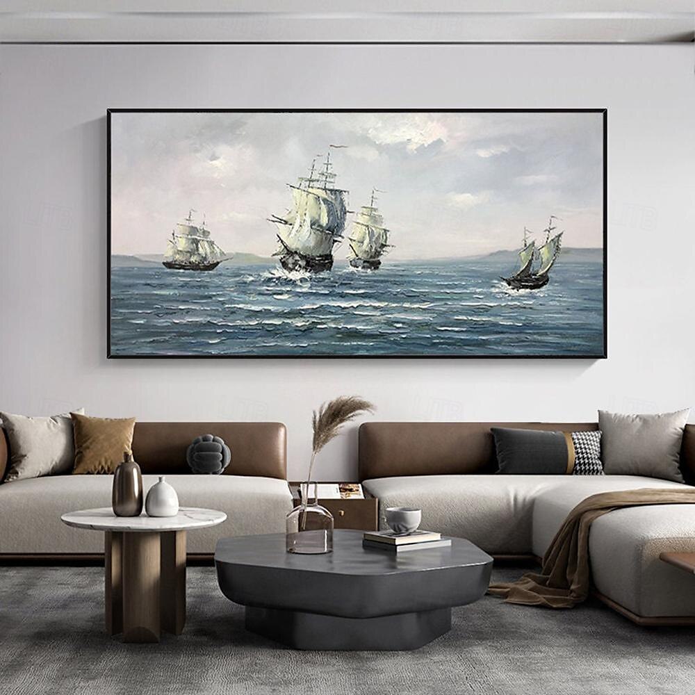 abstrakcyjne żaglówki obraz na płótnie ręcznie malowane wall art marynistyczny obraz olejny na płótnie ręcznie robiony nowoczesny ocean malarstwo wall art duży pejzaż morski żaglówki malowanie do 2025 - zł559.8 –P2